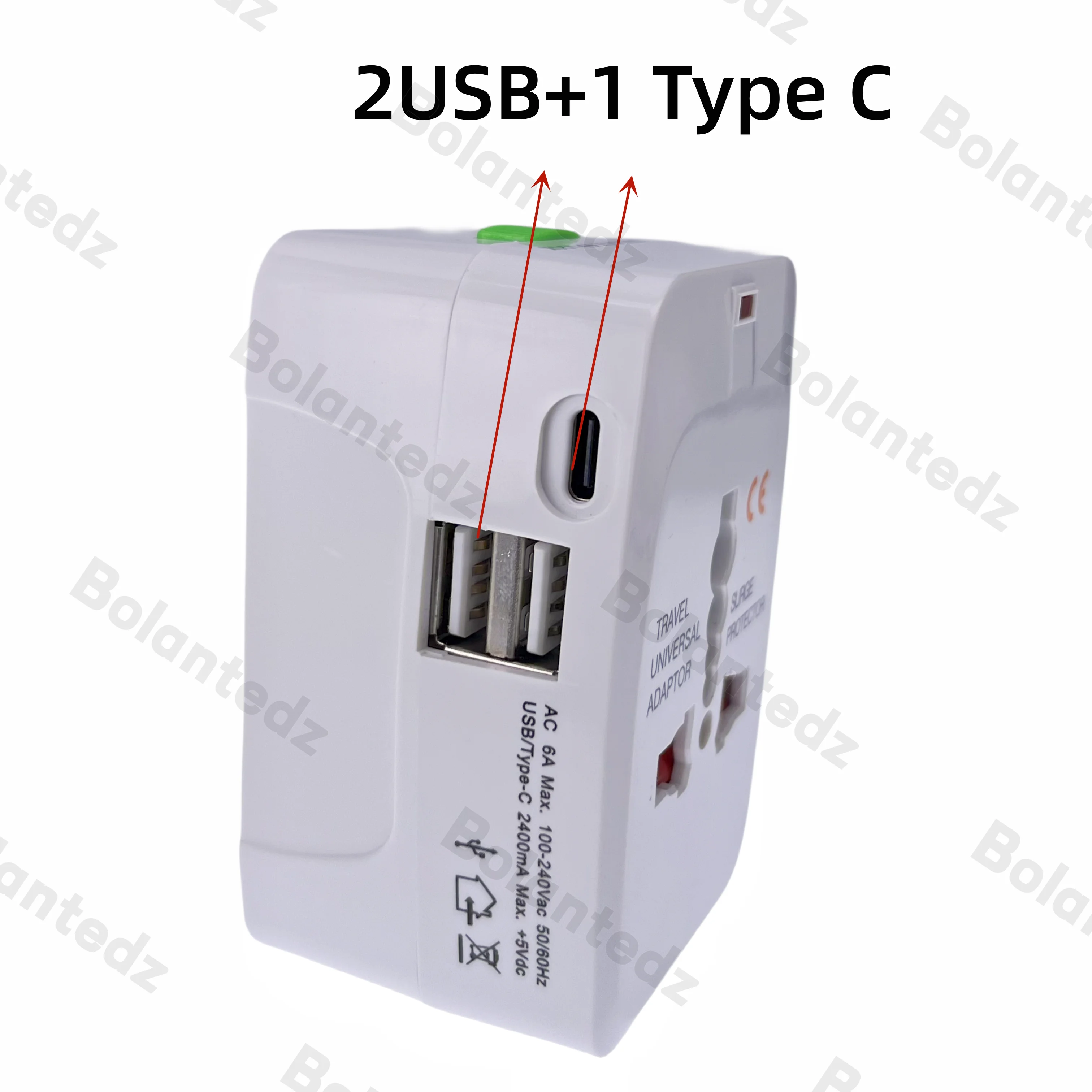   ÷ , 2 USB Ʈ, 1 Ÿ C,   AC  , AU US UK EU  , USB 